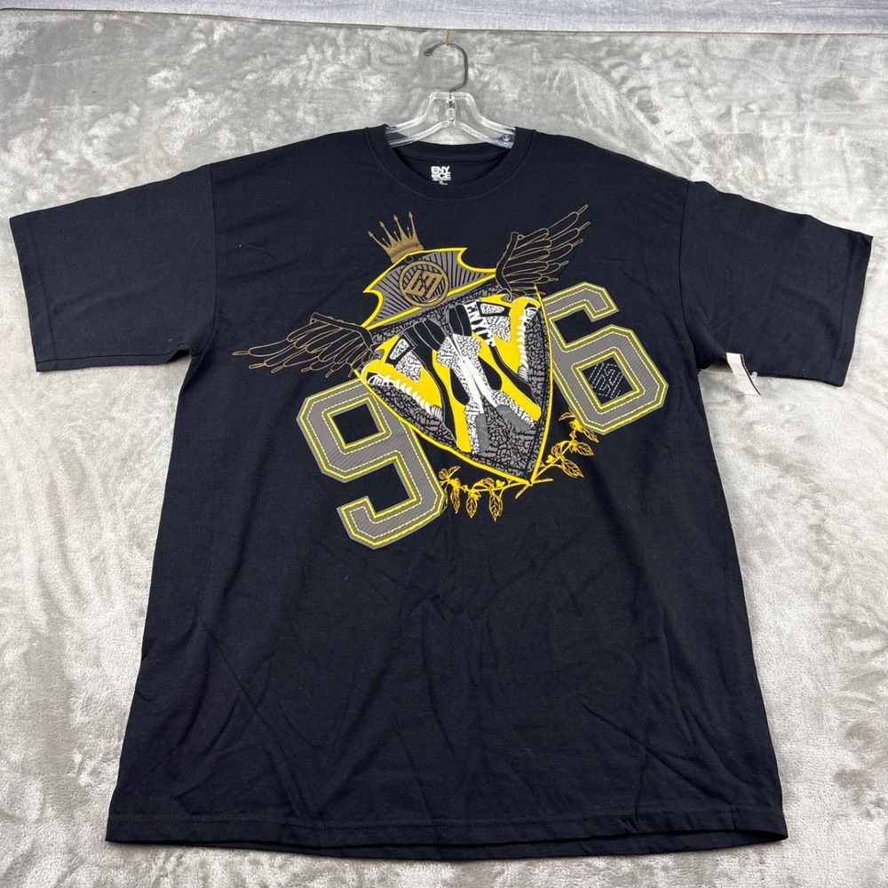 Enyce Mens XL Black Graphic T-Shirt Sean‎ Combs Co 96 Winged Shield Streetwear